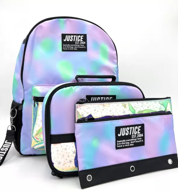 Justice Tie-Dye Initial A B C E G L M N S School Backpack Lunch Box Pencil Sets