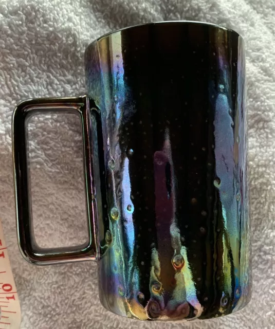 Starbucks Ceramic Coffee Mug 12 oz. Oil Iridescent Rainbow Dimple Holo 2020