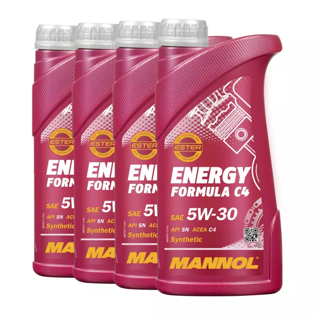 Huile Mannol 7917 Énergie Formula C4 5W-30 Acea C4, MB 226.51, 4x1 Litre