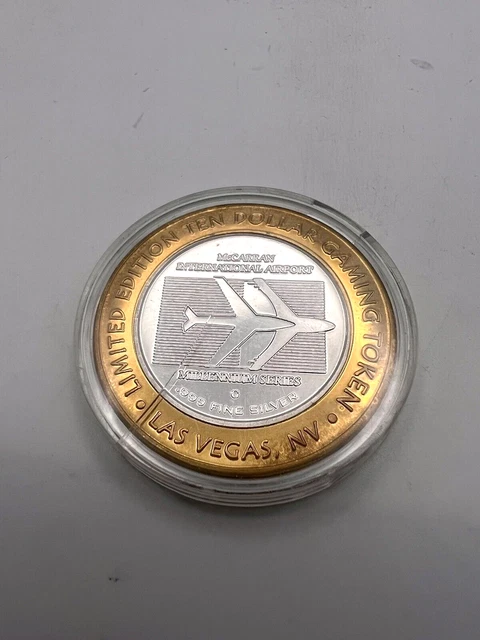 Limited Edition Ten Dollar Gaming Token Mccarran Airport 2000 .999 fine