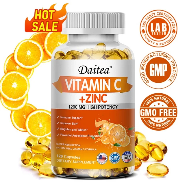 LIPOSOMAL VITAMIN C + Zinc Powerful Complete Immune Support Supplements ...