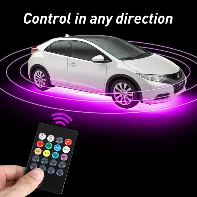 4X RGB Car Under 5050LED Tube Underglow System Underbody Neon Light Strip Remote