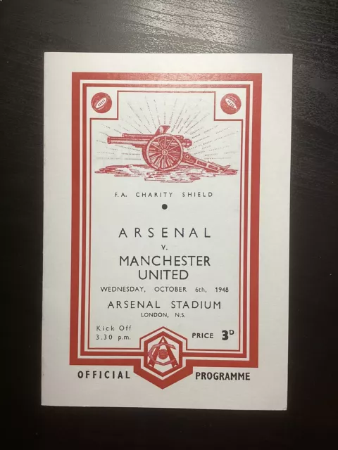 1948-49 Arsenal v Manchester United FA Charity Shield REPLICA Football Programme