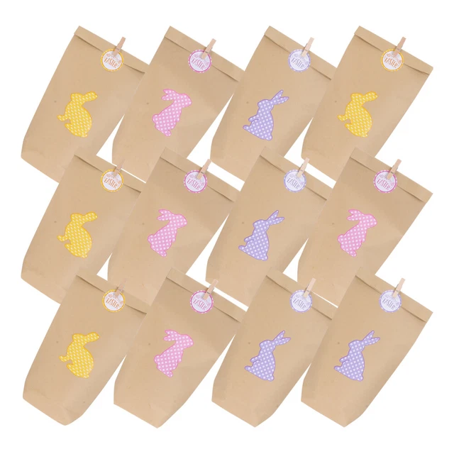 12 set sacchetto di carta avvolgente a tema pasquale caramelle sacchetto regalo borsa adesivo coniglio