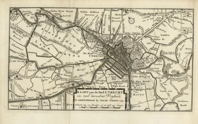 Antique Print-Map of Utrecht and surroundings-Tirion-Anonymous-ca. 1757