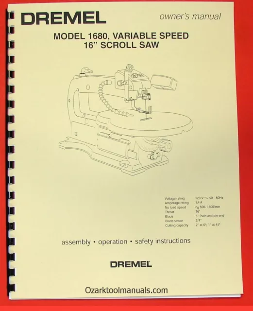 Instruction Manual 1672 2 Speed Dremel Scroll 16 Saw 