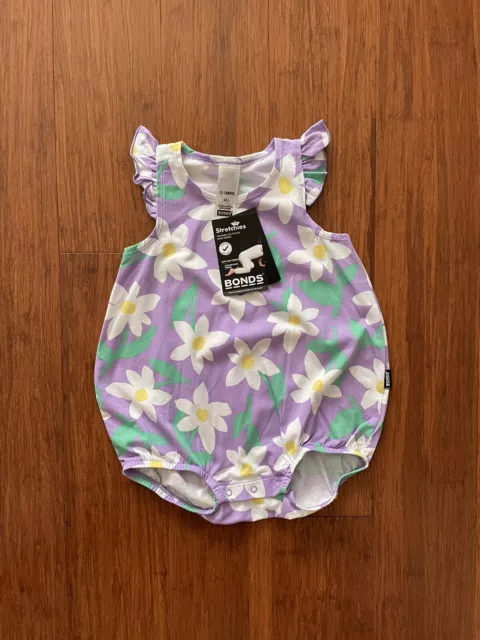 Bonds Baby Girl Daisy Dreaming Floral Purple Frill Bubblesuit BNWT Size 1