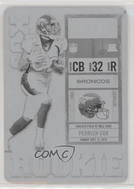 2010 Playoff Contenders Printing Plate Black 1/1 Perrish Cox Rookie Auto RC n3m