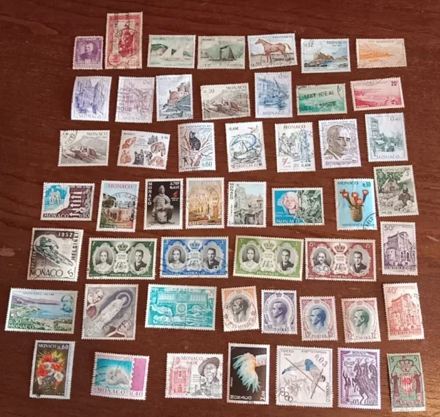 Timbres Monaco Oblitéré Lots De 50 A Étudié