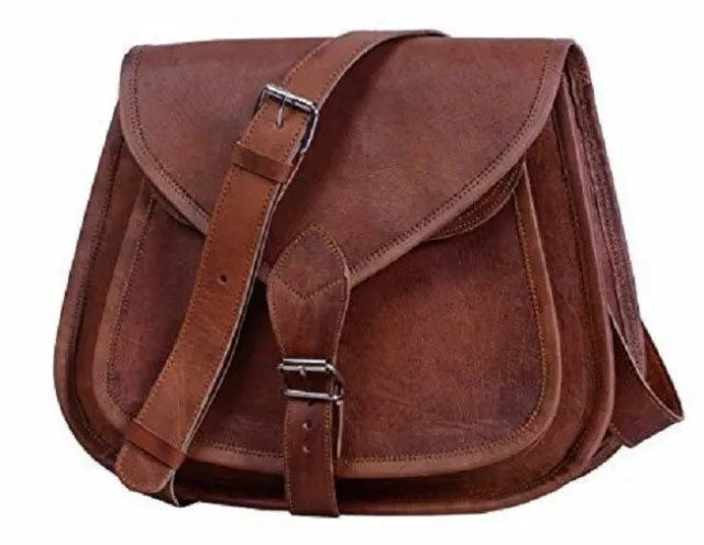 Women Bag Genuine Leather Crossbody Shoulder Handmade Purse Saddle bag Brown