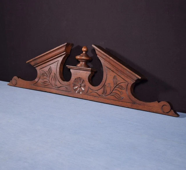 34" Large French Antique Crest/Pediment/Crown in Solid Oak Wood Highly Carved
