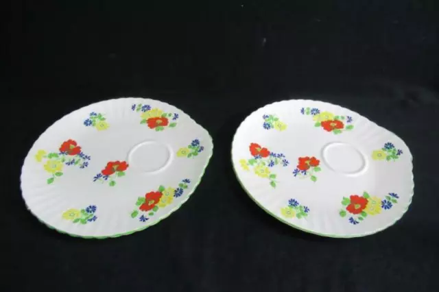 Lot of 2 Crown Staffordshire Fine Bone China Snack Plate English Garden England