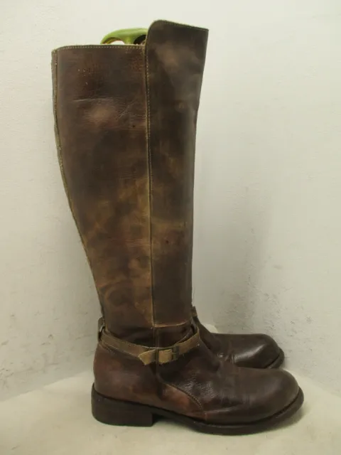 Bed Stu Womens Cobbler Brown Leather Distressed Knee High Riding Boots Sz 9.5