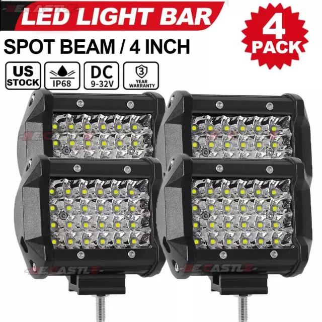 4X 4inch LED Work Lights Spot Flood Light Bar Reverse 4WD Offroad Truck 12V 24
