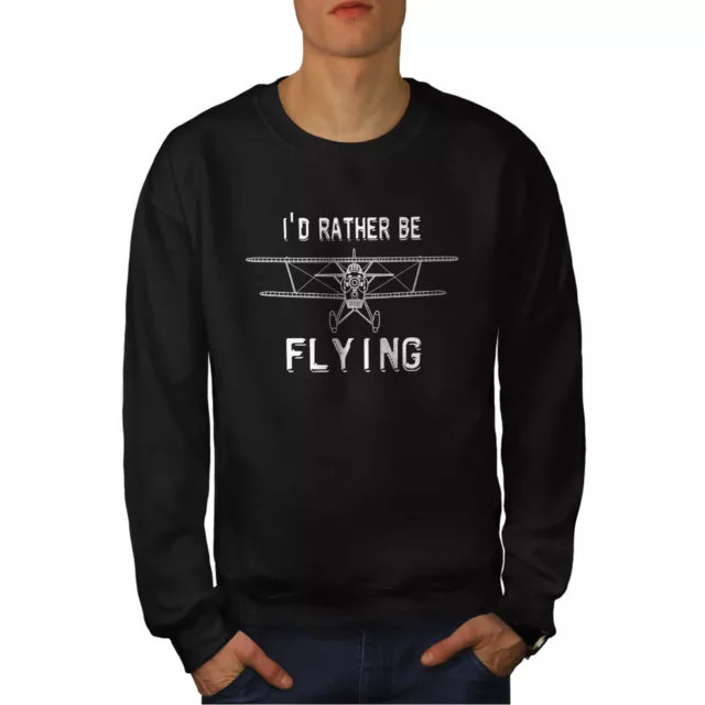 Wellcoda Rather Fly Mens Sweatshirt, Pilot Plane Casual Pullover Jumper