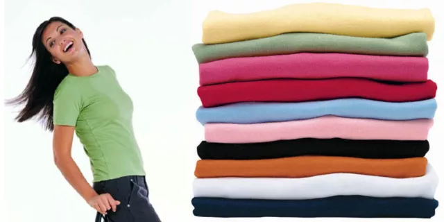 Ladies T-Shirt Size 8 10 12 14 16 18 20 10 Colours Tee Top Plain Short Sleeve
