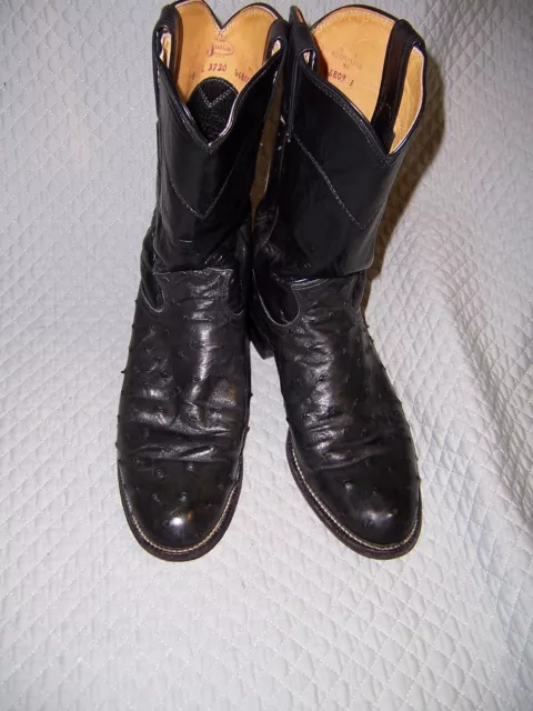 Justin L3720 Quill Ostrich Exotic Roper Black Cowboy Boot Womens Size 7 B (8)
