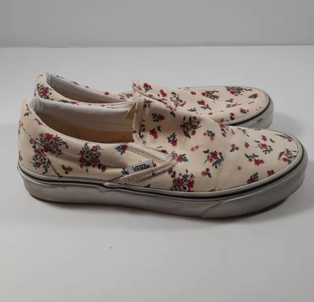 Vans Classic Ditsy Floral Canvas Slip On Shoes Skate Women's Sz 9.5 Cream Floral