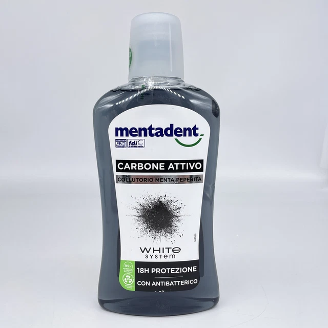 Mentadent Mundspülung White System Aktivkohle für 18h antibakteriellen Schutz mi