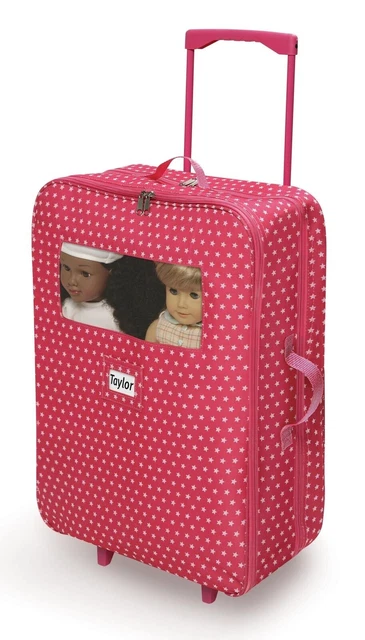 Double Trolley Doll Carrier with Two Sleeping Bags and Pillows - Pink/Star