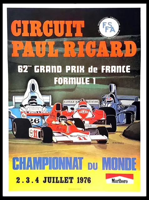 1976 * Manifesto, Poster Originale "JD Depardieu - Circuit Paul Ricard Grand Pri