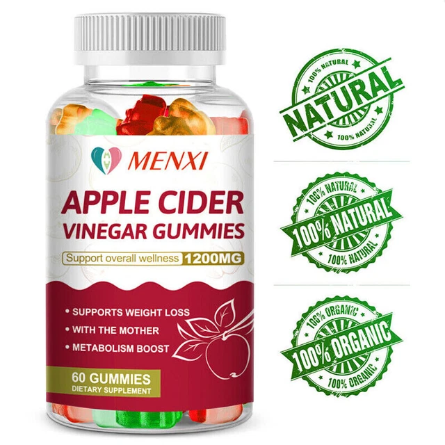 APPLE CIDER VINEGAR Gummies 1200mg with The Mother 60 Vegan Keto