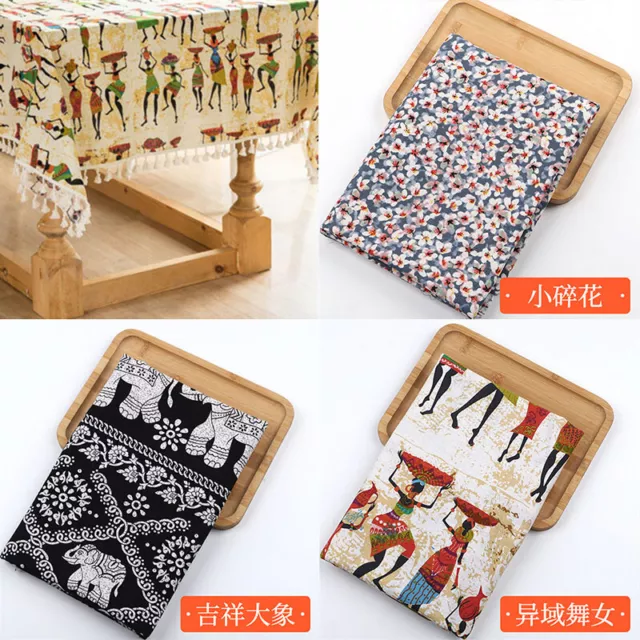 DIY Ethnic Style Clothing Printed Tablecloth Fabric Curtain Cotton and Linen