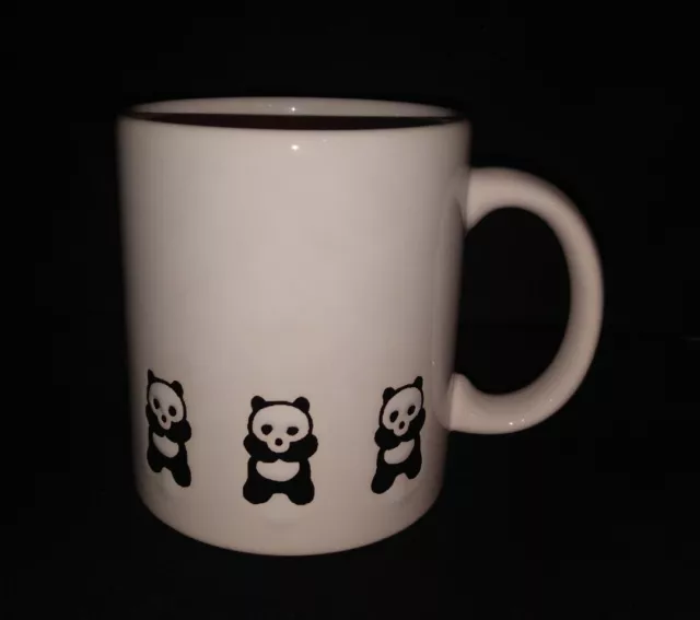 Vintage Waechtersbach Panda Coffee Mug Cup Spain White Black & White Panda Bears