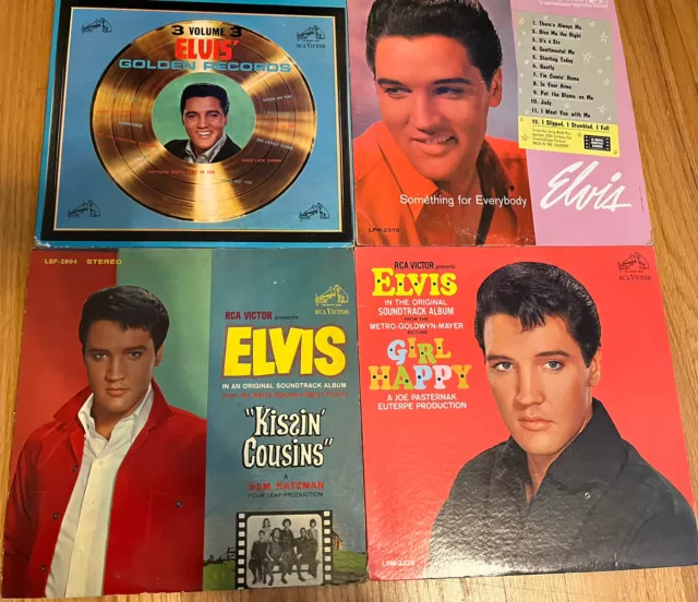 Lot 4 ELVIS PRESLEY Vinyl Records Albums LPs Girl Happy Kissin Cousins Original