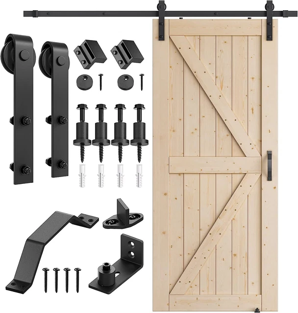Aluminum Sliding Barn Wood Door Hardware Track Kit Handle Pull for Single/Double