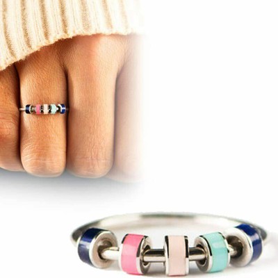 LOLIAS 3 Pcs Rotatif Anxiété Anneau Ensemble Acier Inoxydable Spinner Fidget Bande Anneaux pour Femmes Hommes Rotation Anneaux Colorés Finition Sablage pour Les Anneaux Promesse Mariage 