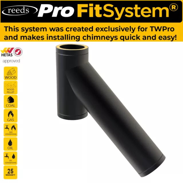 Black Twin Wall Flue Pipe 6 inch Stoves 25 Year Warranty Matt Black Pipe 150mm