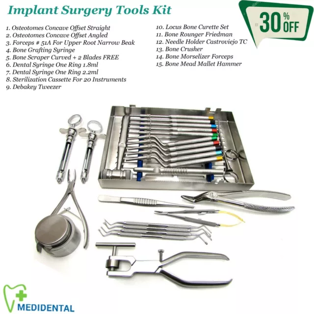 Gamme De Chirurgical Implant Outils Kit OS Greffage Sinus Levage Instruments
