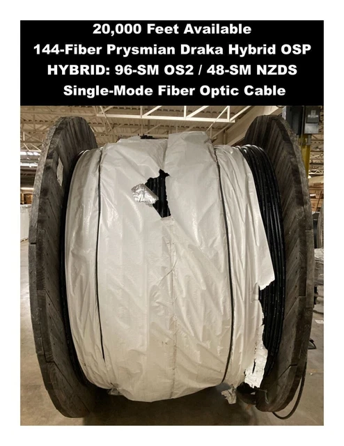 144 F HYBRID OS2 NZDS Prysmian Draka Single-Mode OSP Fiber Cable 20K' In-Stock