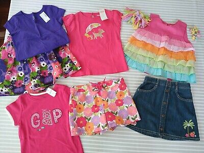 Lot of Girls NWT & EUC Summer Clothes Gymboree Gap 9 pieces Size 5 Shirts Skirts
