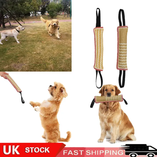 Durable Jute Dog Bite Tug Pillow with 2Rope Handles Strong Training Toys Pet·