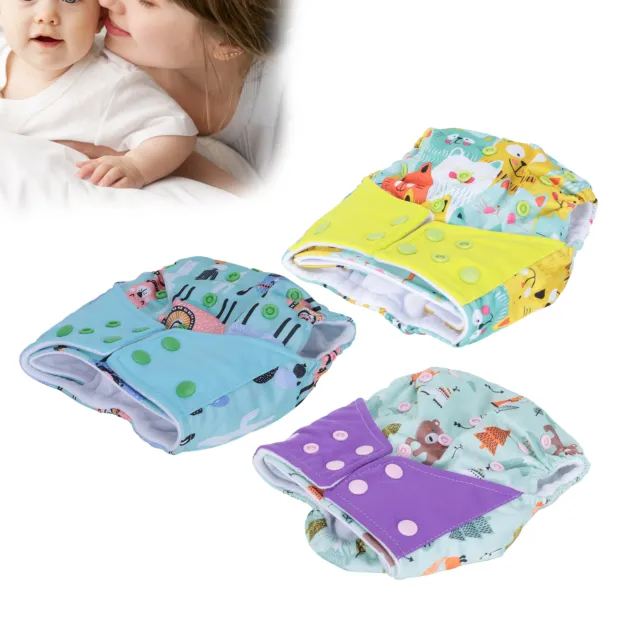 Reusable Baby Pocket Cloth Diaper Printed Washable Infant Nappy Adjustable &sw