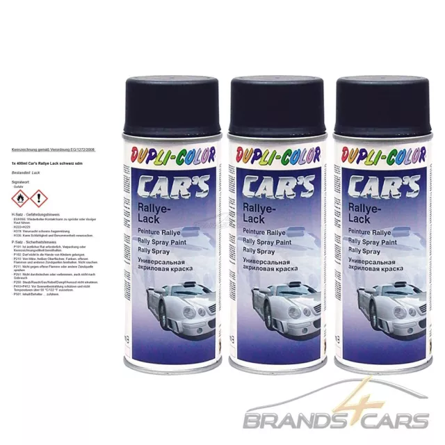 3x 400ml DUPLI COLOR CARS RALLYE 1K LACKSPRAY SCHWARZ MATT AUTOLACK ACRYL