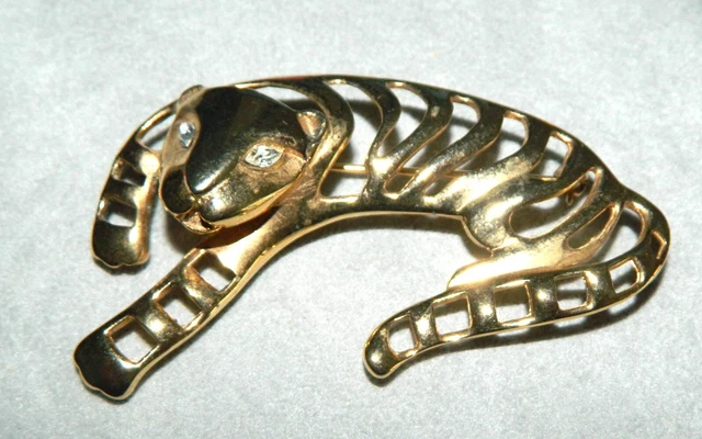 Broche Créateur Linda Hattab Paris Dorée - Vintage Rare, Neuve Sans Emballage
