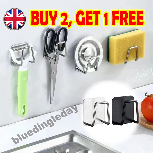 Hook Self Adhesive Holder Sponges Sink Caddy For Kitchen Bath Steel Stainless
