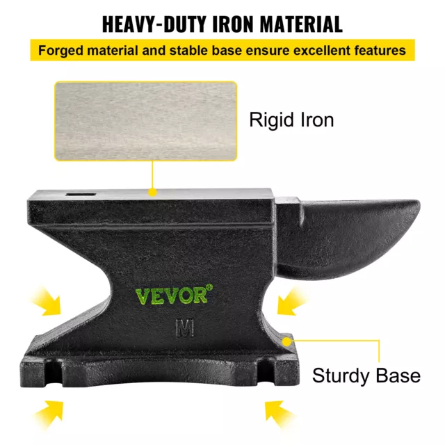 VEVOR Iron Anvil Blacksmith Single Beck Cast Iron 55lb 25kg W/ 0.9in square Hole 3