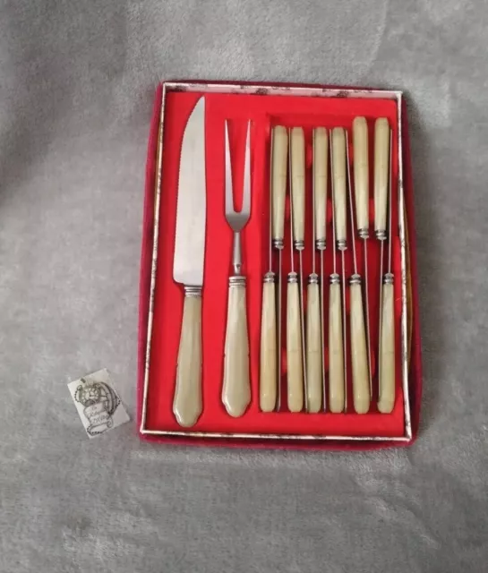 Ancien coffret service à viande 12 couteaux