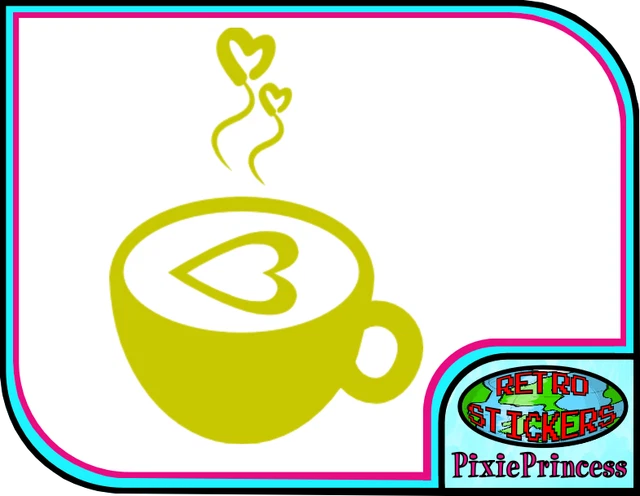 Coffee Cup B Vinyl Sticker Mug Hot Cafe Restaurant Wall Art Poster Window Decal