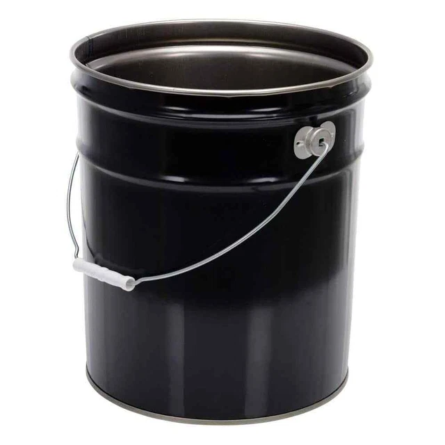 5 Gal. Black Steel Un Rated Pail | Rust Vestil Round Inhibitor Lining