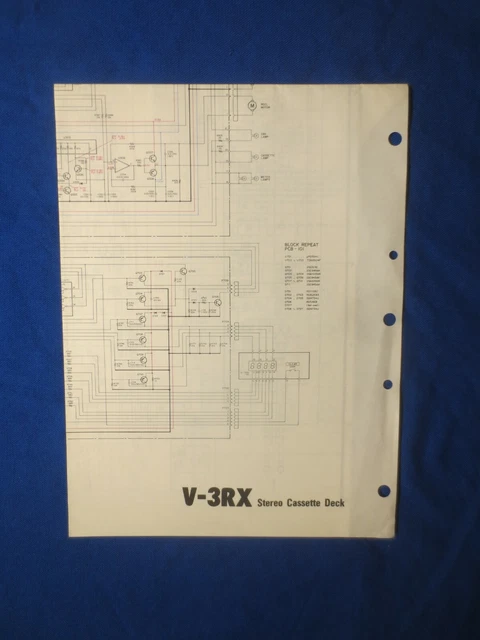 TEAC V-3RX CASSETTE Schematic Diagram Factory Original The Real Thing
