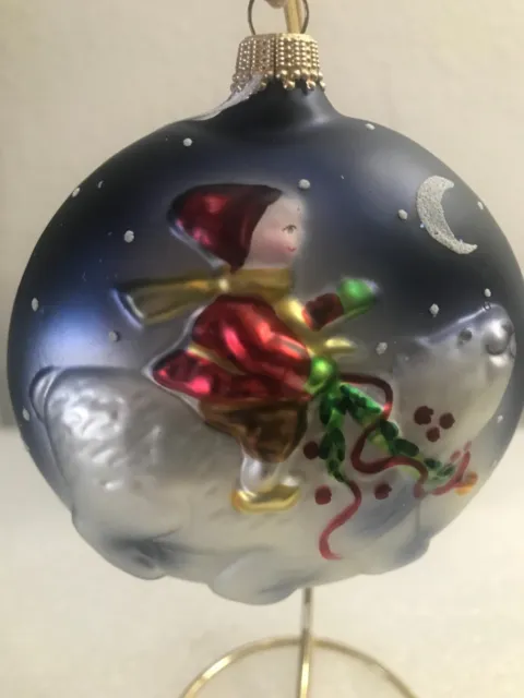 Beautiful SILVESTRI  Hand Painted Glass Ornament Made in Germany  4"