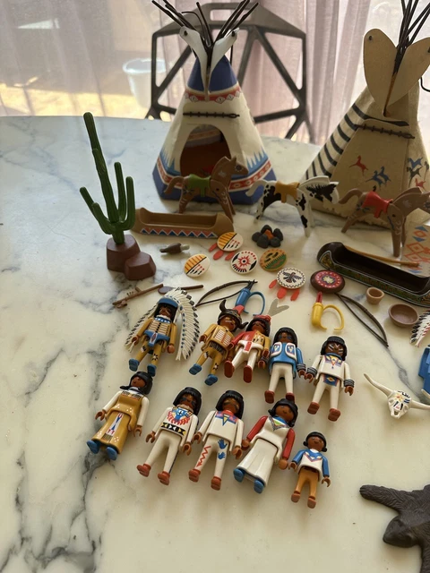 LOT Playmobil Indiens – Tipi, Canoë, Cheyenne, Sioux – Farwest – Occasion