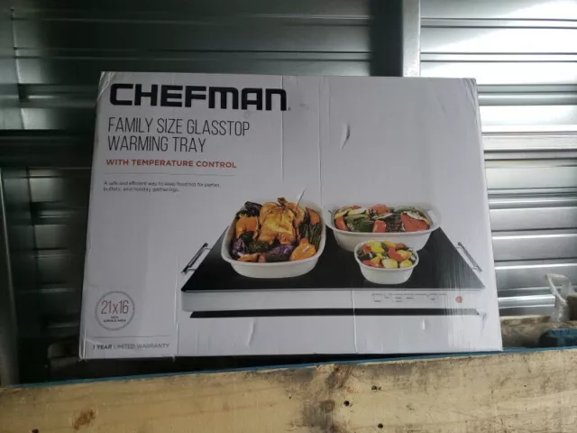 Bandeja de calentamiento eléctrico Chefman RJ22-BLACK-TC - negra con control de temperatura