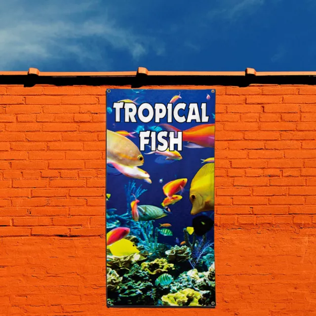 Vertical Vinyl Banner Multiple Sizes Tropical Fish Food and Drink Outdoor 3