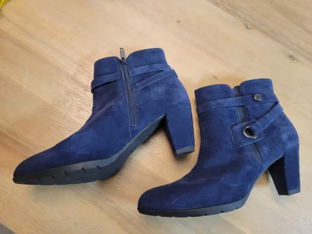 ANNE KLEIN CHELSEY iflex Women's Blue Suede Ankle Boots Heels SZ 8M $69 ...